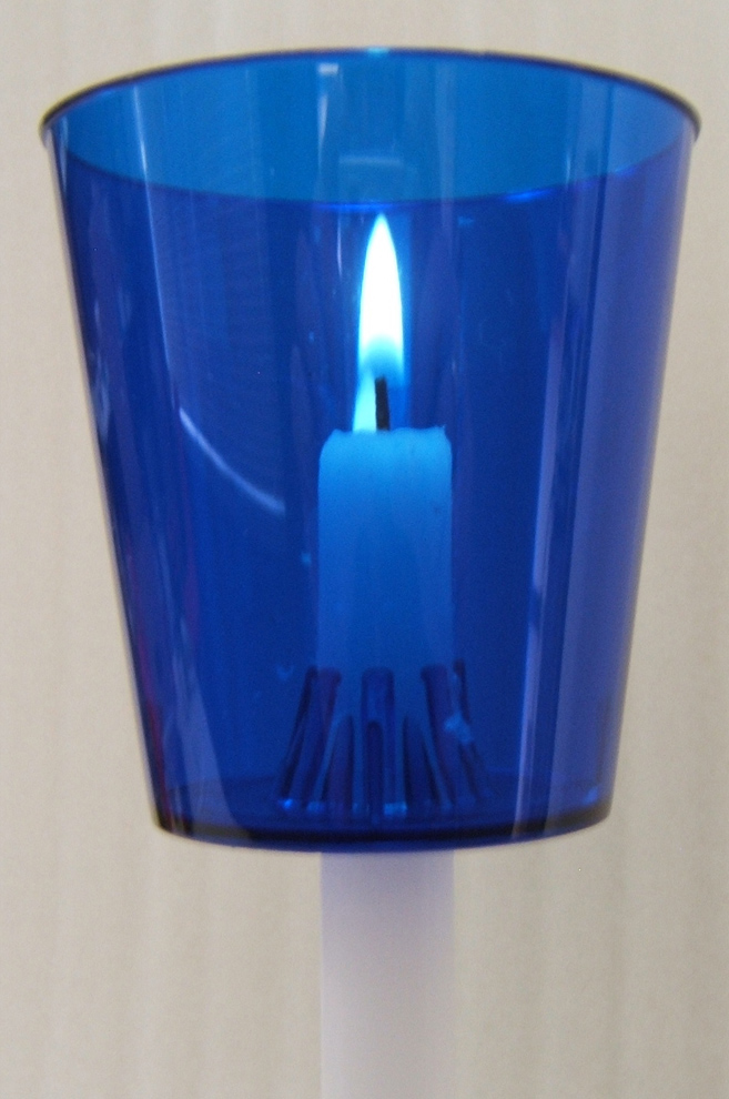 Blue Candlelight service cup and candle drip protector wind protector