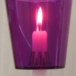Purple Candlelight service cup and candle drip protector wind protector