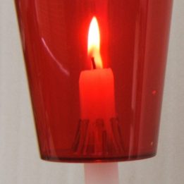 Red Candlelight service holder and candle drip protector wind protector