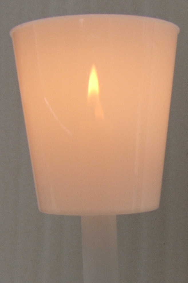White Candlelight service cup and candle drip protector wind protector